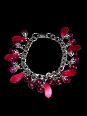 Vintage Art Glass & Lucite Necklace - UV Reactive - Neon Glow